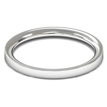 9ct White Fairtrade Gold 2mm Medium Weight Flat Court Wedding Ring