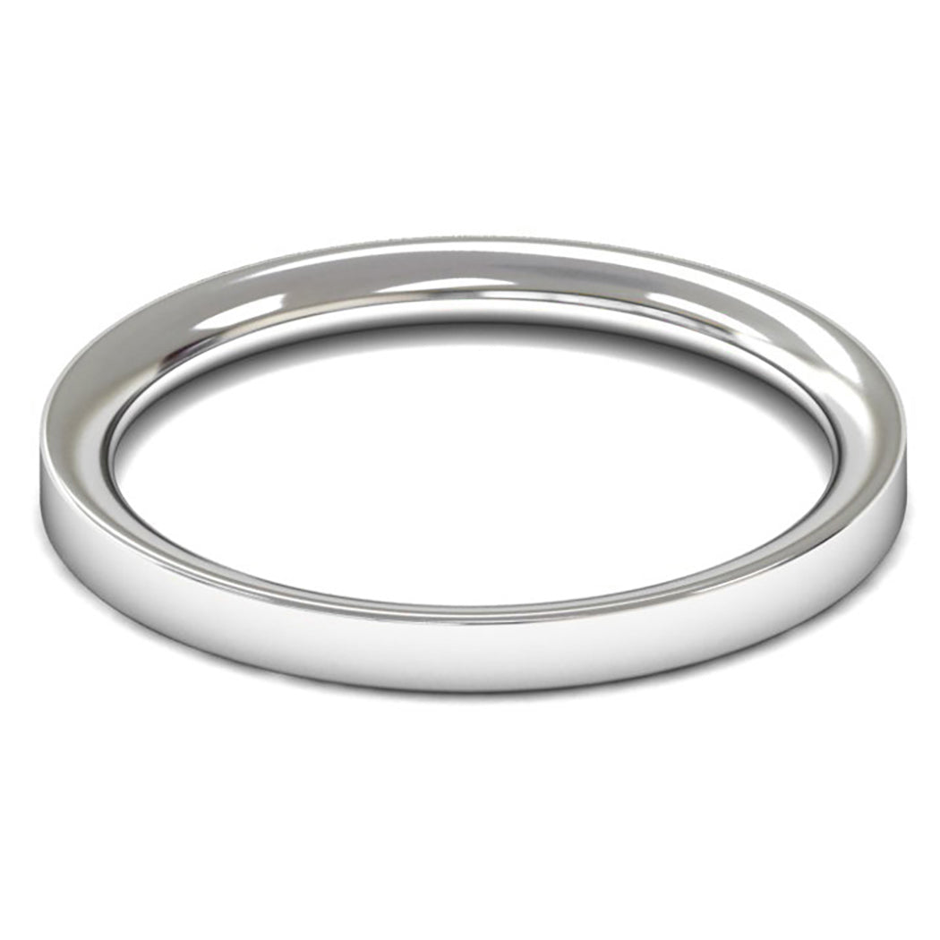 Platinum 950 2mm Medium Weight Flat Court Wedding Ring