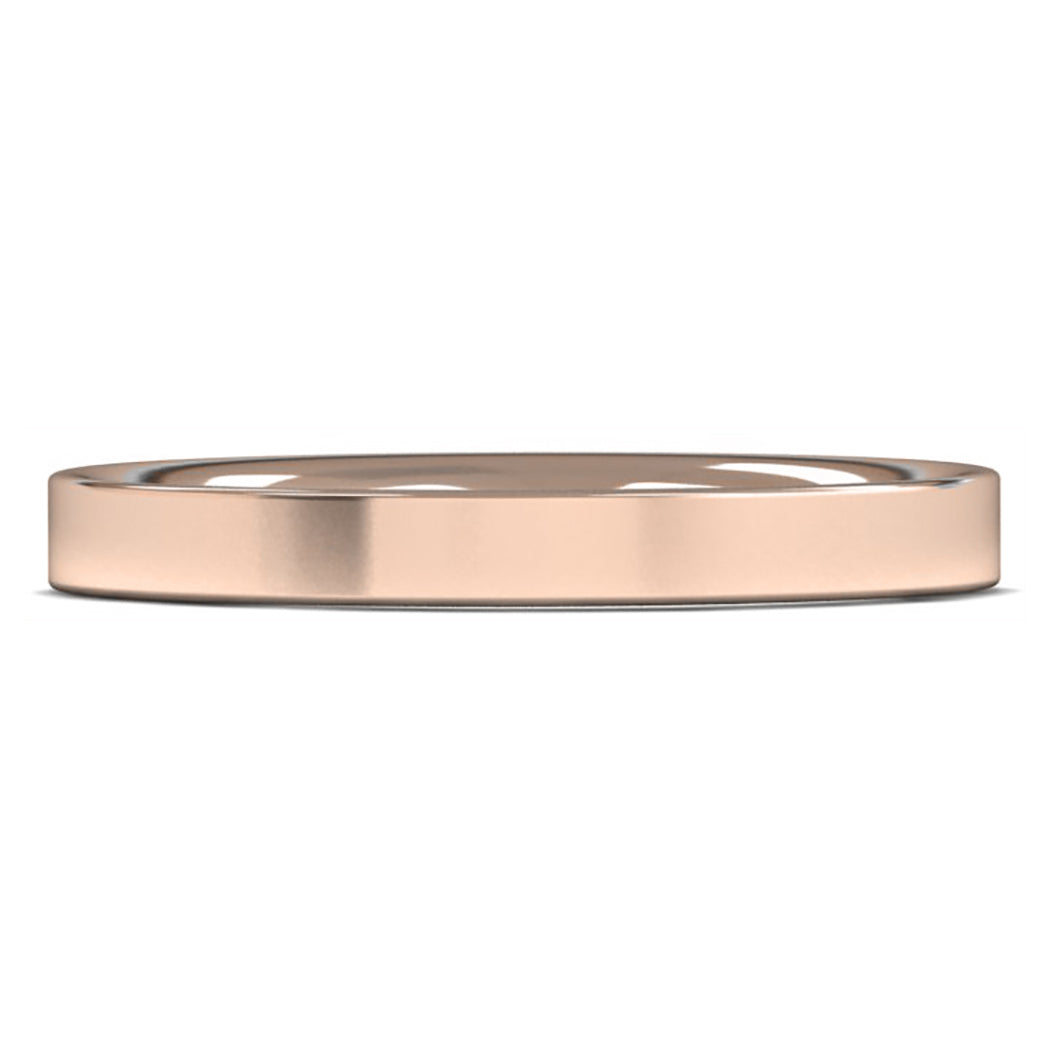 14ct Rose Gold 2.5mm Medium Weight Flat Court Wedding Ring