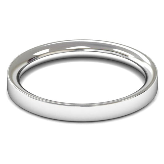 14ct White Gold 2.5mm Medium Weight Flat Court Wedding Ring