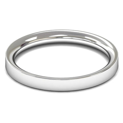 18ct White Fairtrade Gold 2.5mm Medium Weight Flat Court Wedding Ring