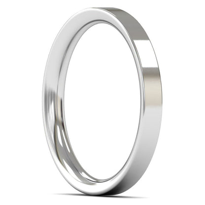 18ct White Fairtrade Gold 2.5mm Medium Weight Flat Court Wedding Ring