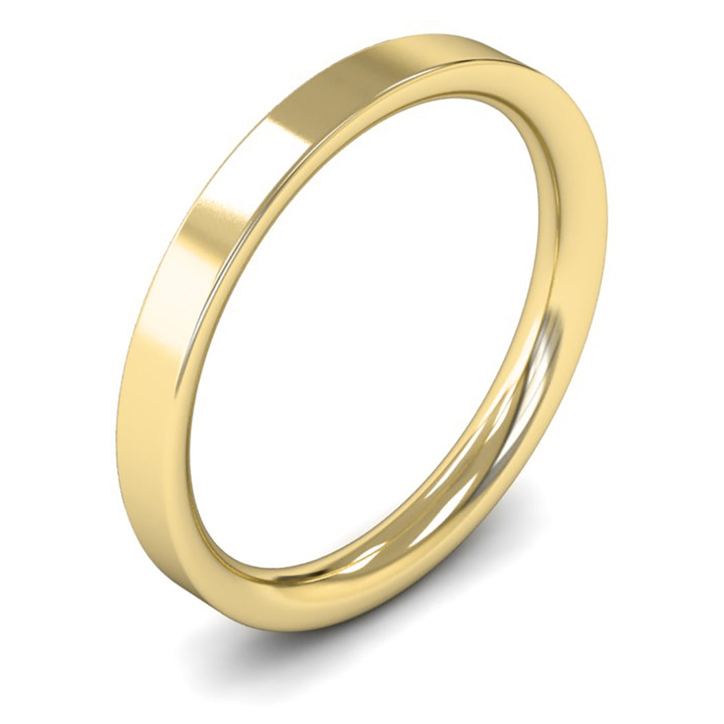 9ct Yellow Gold 2.5mm Medium Weight Flat Court Wedding Ring