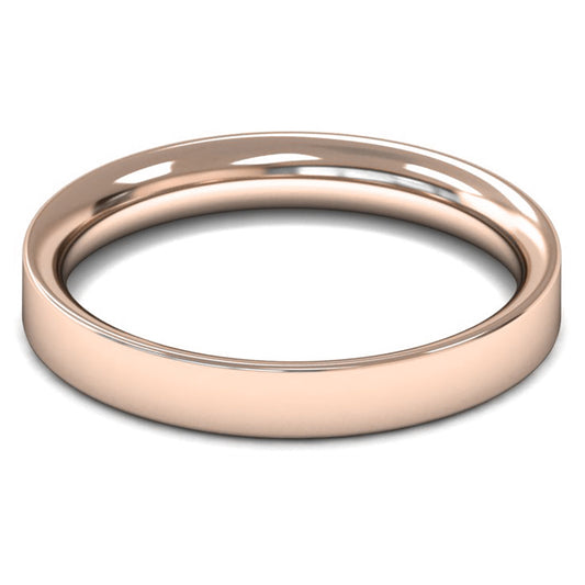 14ct Rose Fairtrade Gold 3mm Medium Weight Flat Court Wedding Ring
