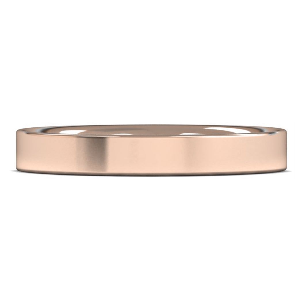 14ct Rose Fairtrade Gold 3mm Medium Weight Flat Court Wedding Ring