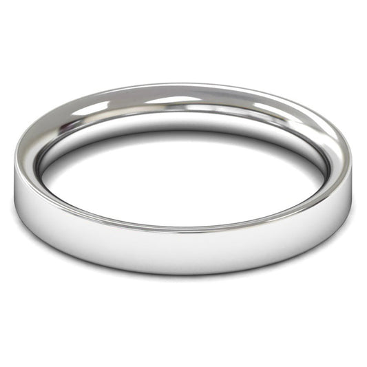 14ct White Gold 3mm Medium Weight Flat Court Wedding Ring