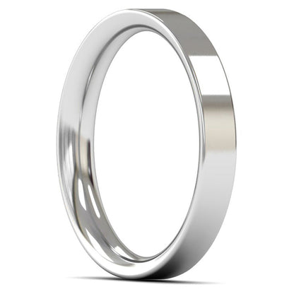 18ct White Gold 3mm Medium Weight Flat Court Wedding Ring
