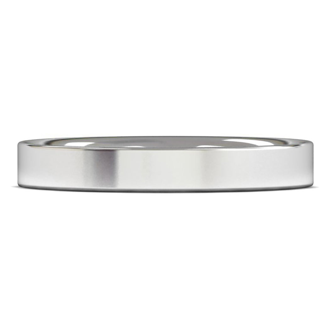 9ct White Fairtrade Gold 3mm Medium Weight Flat Court Wedding Ring