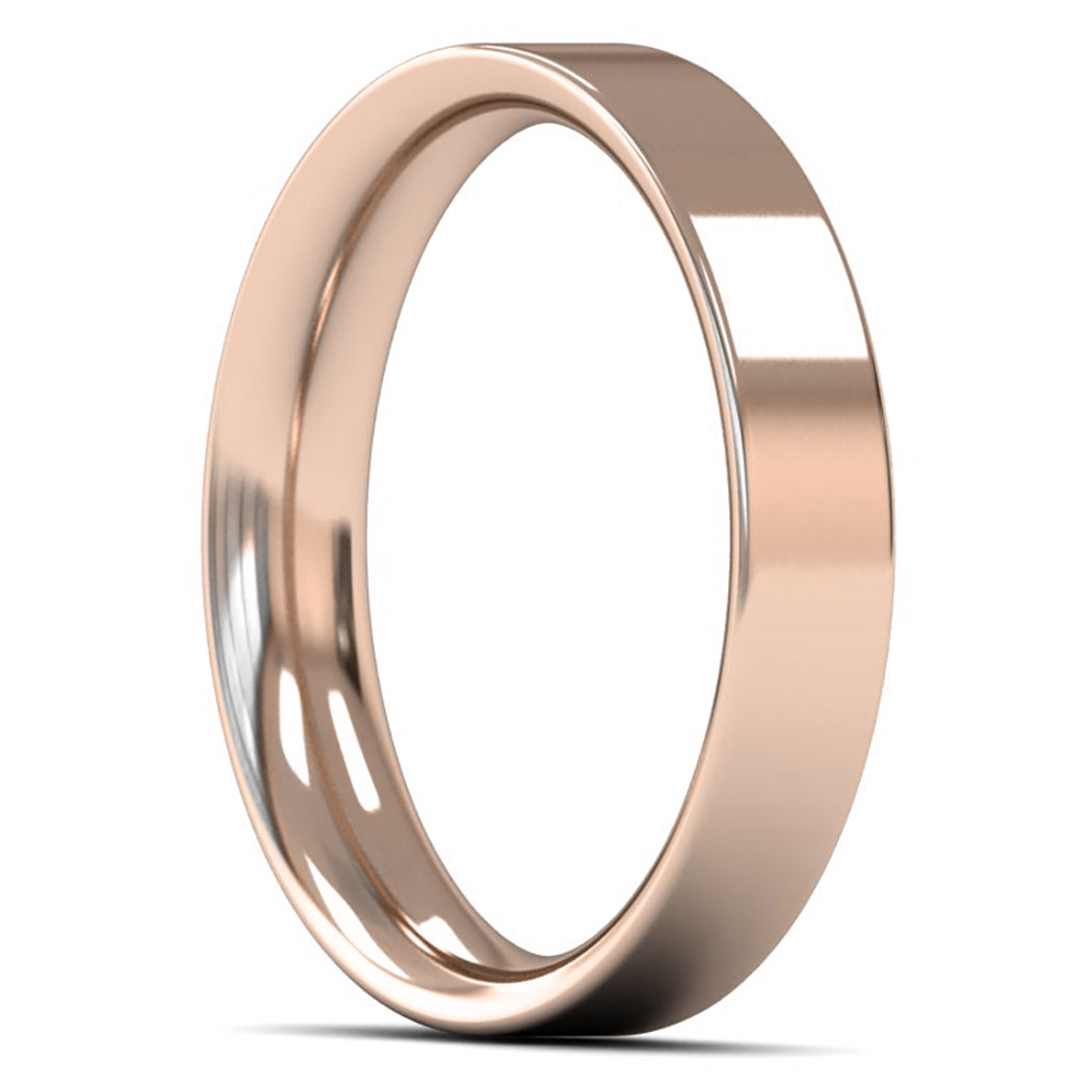 14ct Rose Fairtrade Gold 4mm Medium Weight Flat Court Wedding Ring