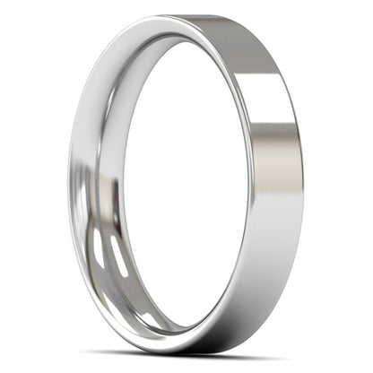 14ct White Fairtrade Gold 4mm Medium Weight Flat Court Wedding Ring