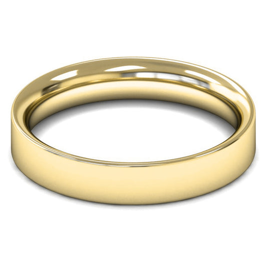14ct Yellow Fairtrade Gold 4mm Medium Weight Flat Court Wedding Ring
