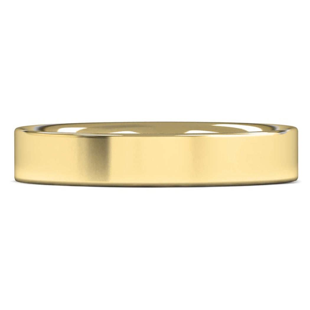 14ct Yellow Fairtrade Gold 4mm Medium Weight Flat Court Wedding Ring