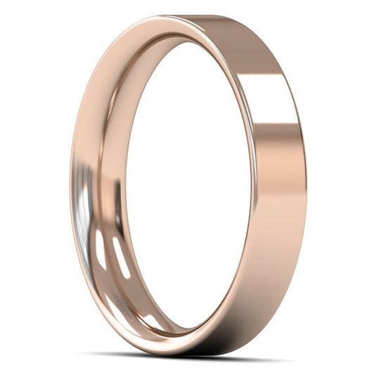 18ct Rose Fairtrade Gold 4mm Medium Weight Flat Court Wedding Ring