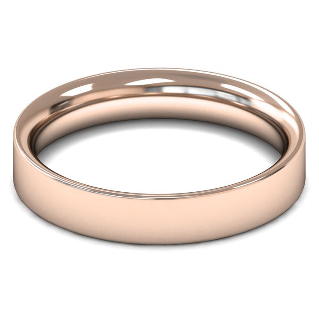 9ct Rose Gold 4mm Medium Weight Flat Court Wedding Ring