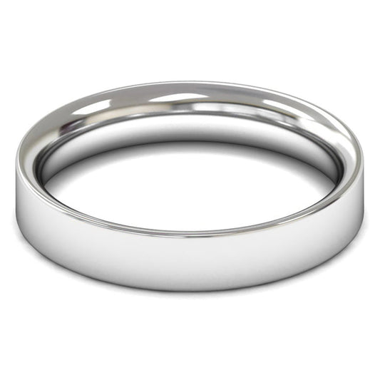 9ct White Gold 4mm Medium Weight Flat Court Wedding Ring