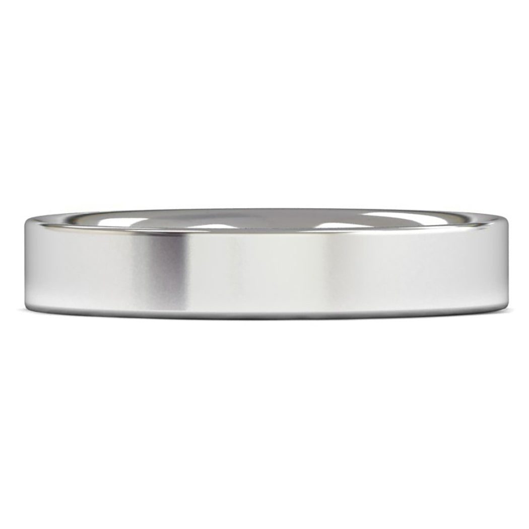 9ct White Fairtrade Gold 4mm Medium Weight Flat Court Wedding Ring