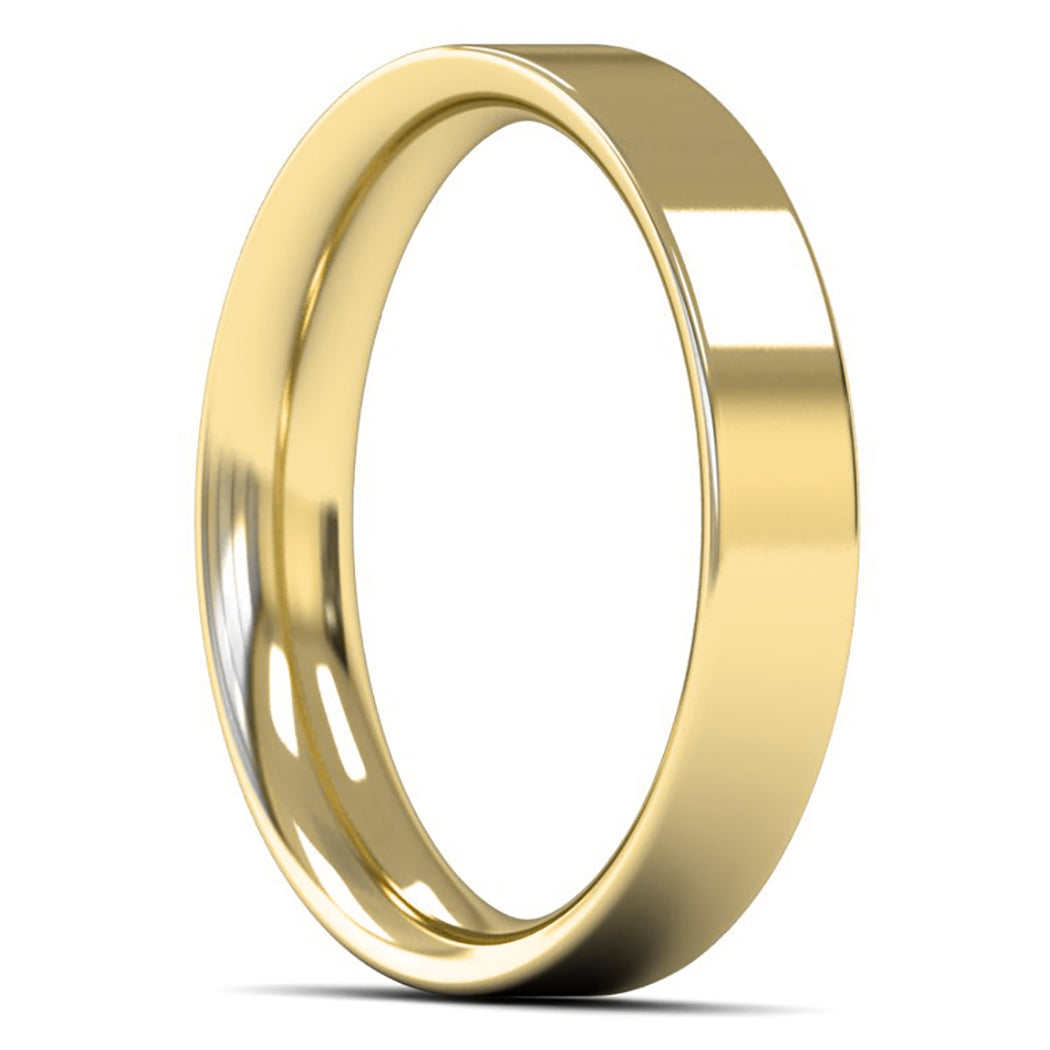 9ct Yellow Fairtrade Gold 4mm Medium Weight Flat Court Wedding Ring