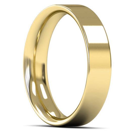 14ct Yellow Gold 5mm Medium Weight Flat Court Wedding Ring
