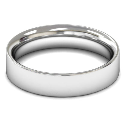 18ct White Gold 5mm Medium Weight Flat Court Wedding Ring