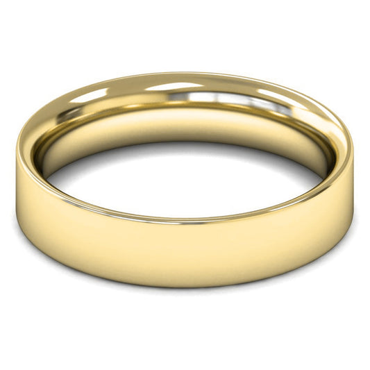 18ct Yellow Fairtrade Gold 5mm Medium Weight Flat Court Wedding Ring