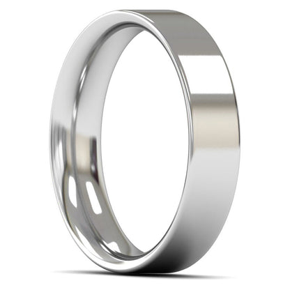 9ct White Fairtrade Gold 5mm Medium Weight Flat Court Wedding Ring