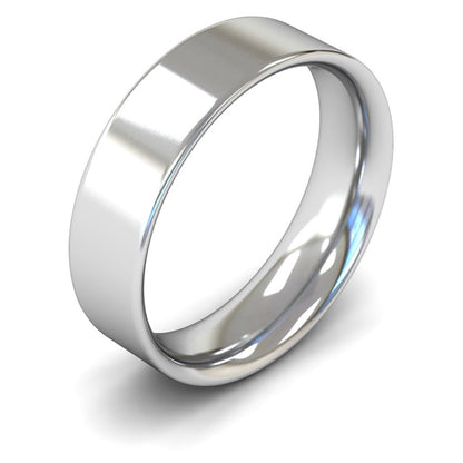 14ct White Gold 6mm Medium Weight Flat Court Wedding Ring