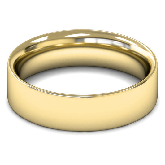 14ct Yellow Gold 6mm Medium Weight Flat Court Wedding Ring
