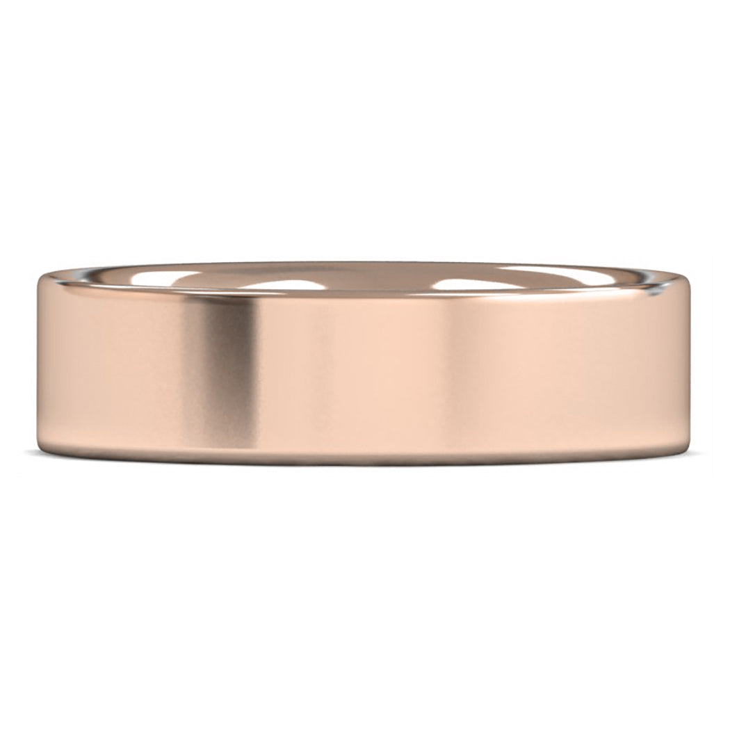 18ct Rose Gold 6mm Medium Weight Flat Court Wedding Ring