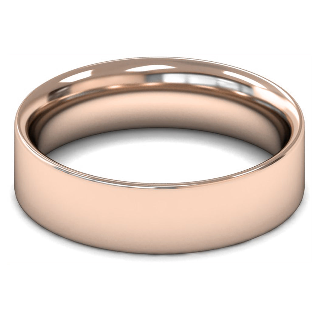 9ct Rose Gold 6mm Medium Weight Flat Court Wedding Ring