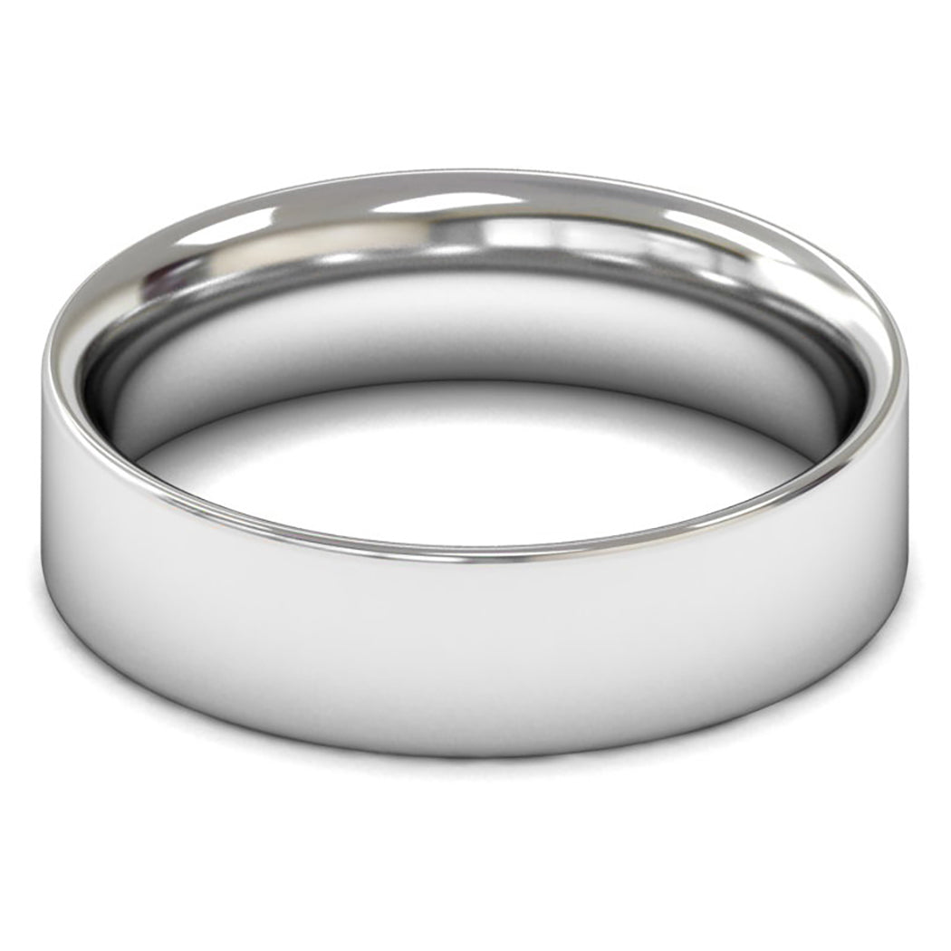 9ct White Fairtrade Gold 6mm Medium Weight Flat Court Wedding Ring