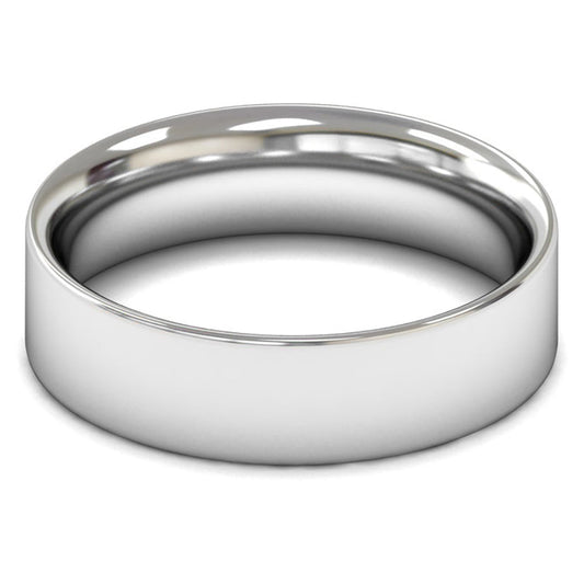 9ct White Gold 6mm Medium Weight Flat Court Wedding Ring