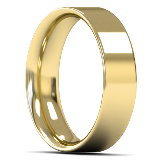 9ct Yellow Fairtrade Gold 6mm Medium Weight Flat Court Wedding Ring