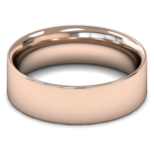 18ct Rose Gold 7mm Medium Weight Flat Court Wedding Ring