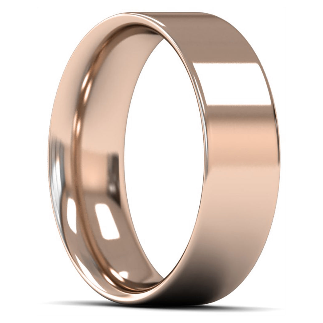 18ct Rose Fairtrade Gold 7mm Medium Weight Flat Court Wedding Ring
