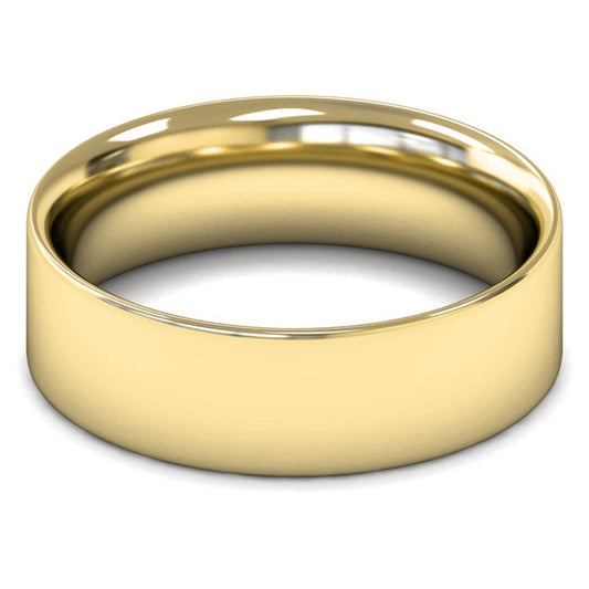 18ct Yellow Gold 7mm Medium Weight Flat Court Wedding Ring