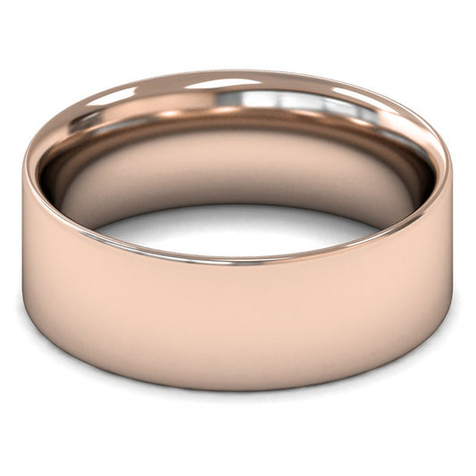 18ct Rose Gold 8mm Medium Weight Flat Court Wedding Ring