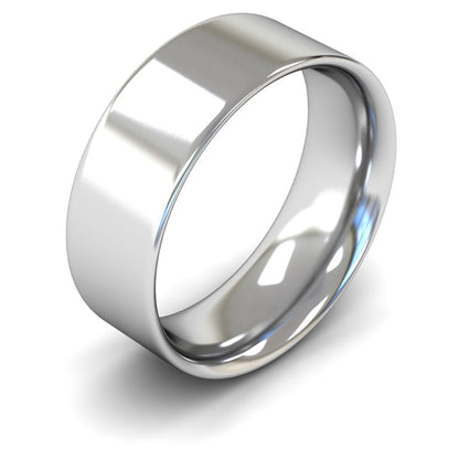 18ct White Fairtrade Gold 8mm Medium Weight Flat Court Wedding Ring