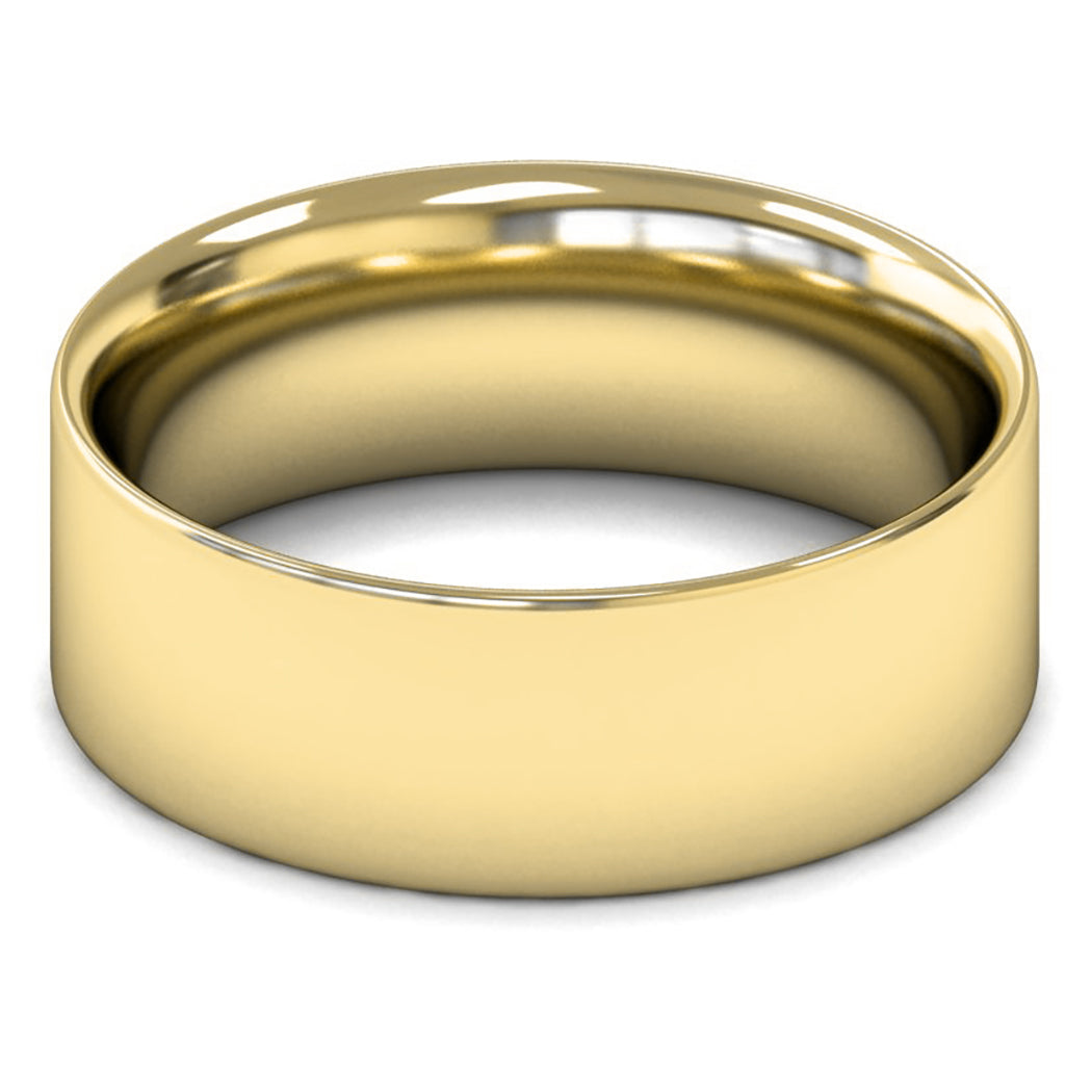 18ct Yellow Gold 8mm Medium Weight Flat Court Wedding Ring
