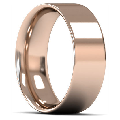 9ct Rose Gold 8mm Medium Weight Flat Court Wedding Ring