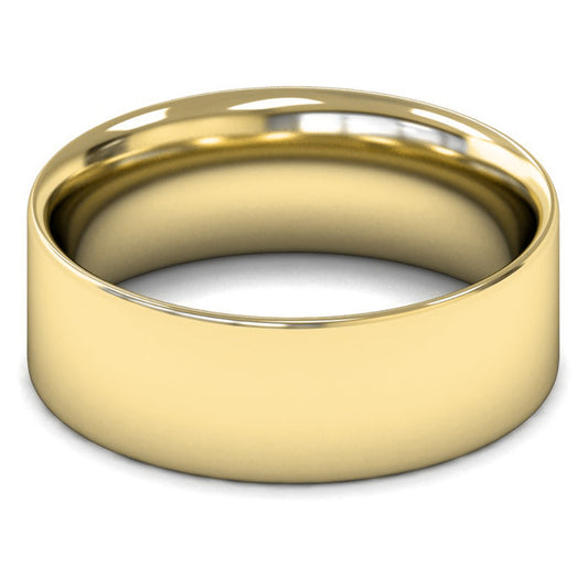 9ct Yellow Fairtrade Gold 8mm Medium Weight Flat Court Wedding Ring