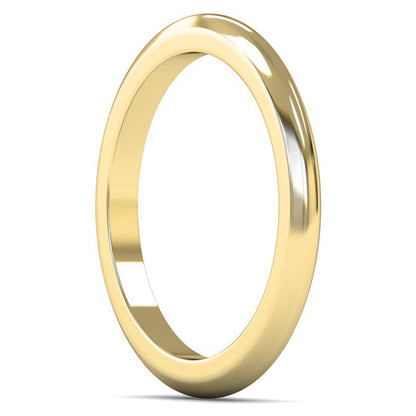 14ct Yellow Fairtrade Gold 2mm Heavy Weight D Shape Wedding Ring