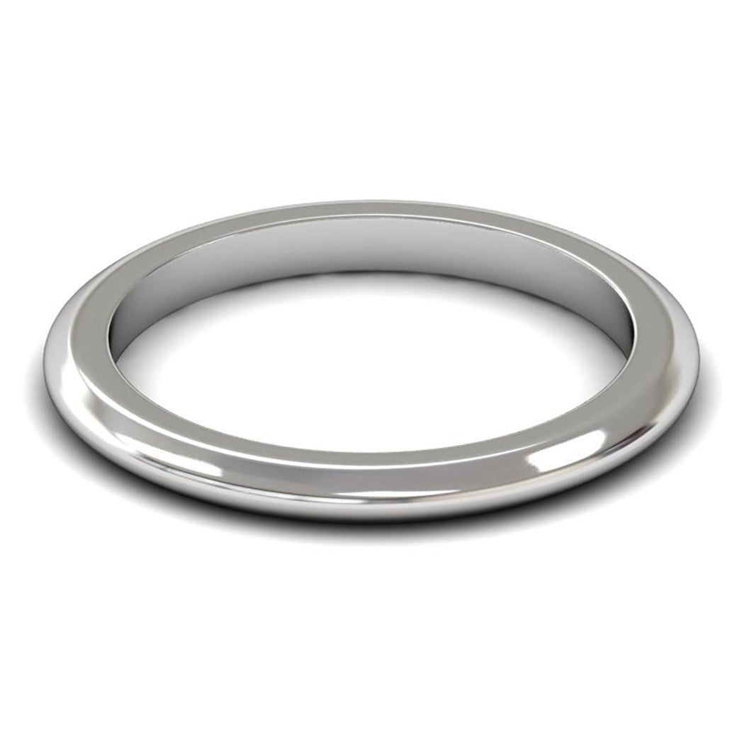 18ct White Gold 2mm Heavy Weight D Shape Wedding Ring