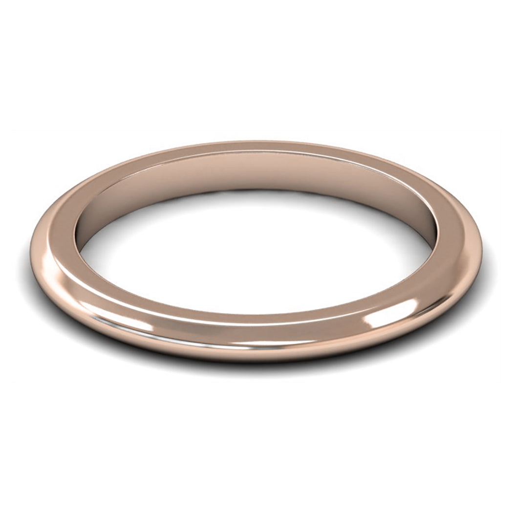 9ct Rose Gold 2mm Heavy Weight D Shape Wedding Ring