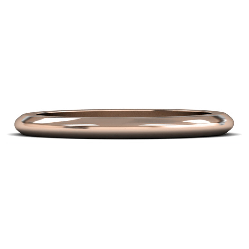 9ct Rose Gold 2mm Heavy Weight D Shape Wedding Ring