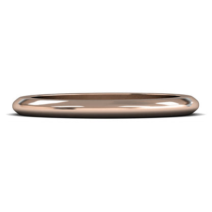 9ct Rose Gold 2mm Heavy Weight D Shape Wedding Ring