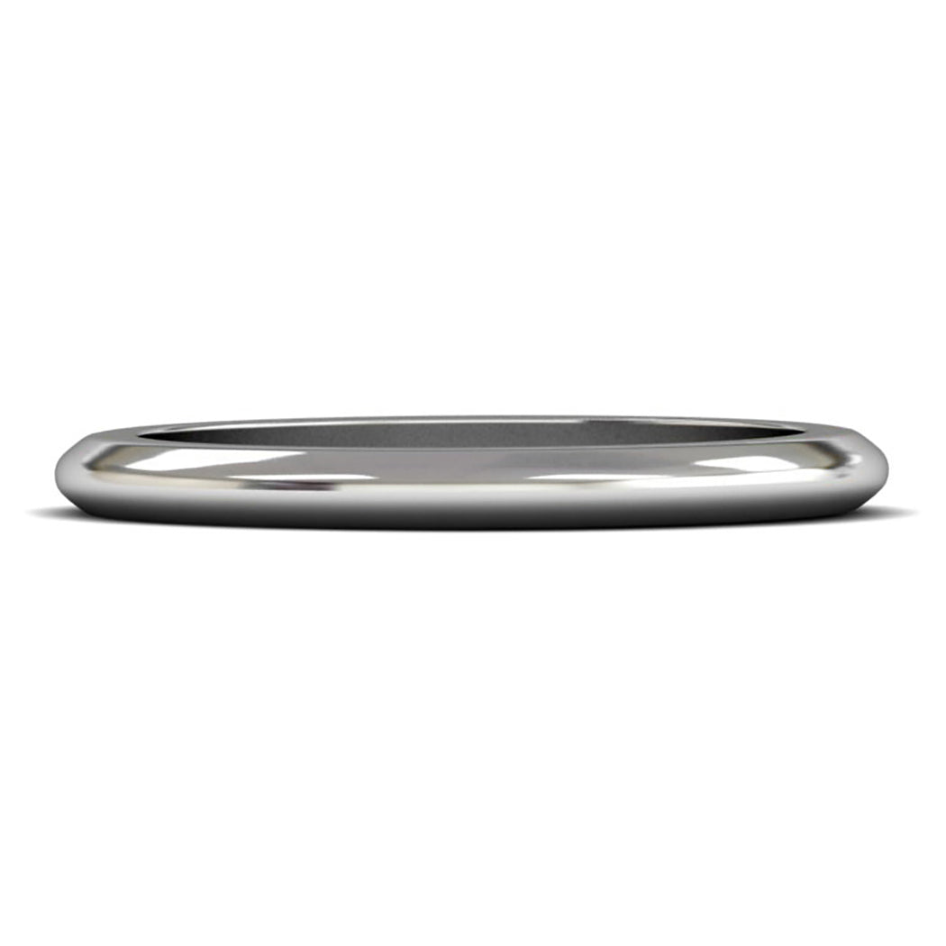 9ct White Gold 2mm Heavy Weight D Shape Wedding Ring