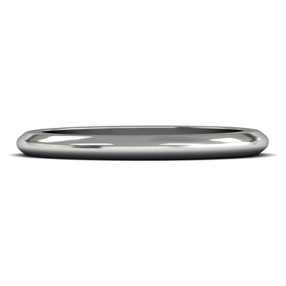9ct White Gold 2mm Heavy Weight D Shape Wedding Ring