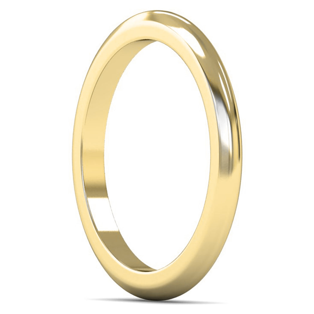 9ct Yellow Gold 2mm Heavy Weight D Shape Wedding Ring