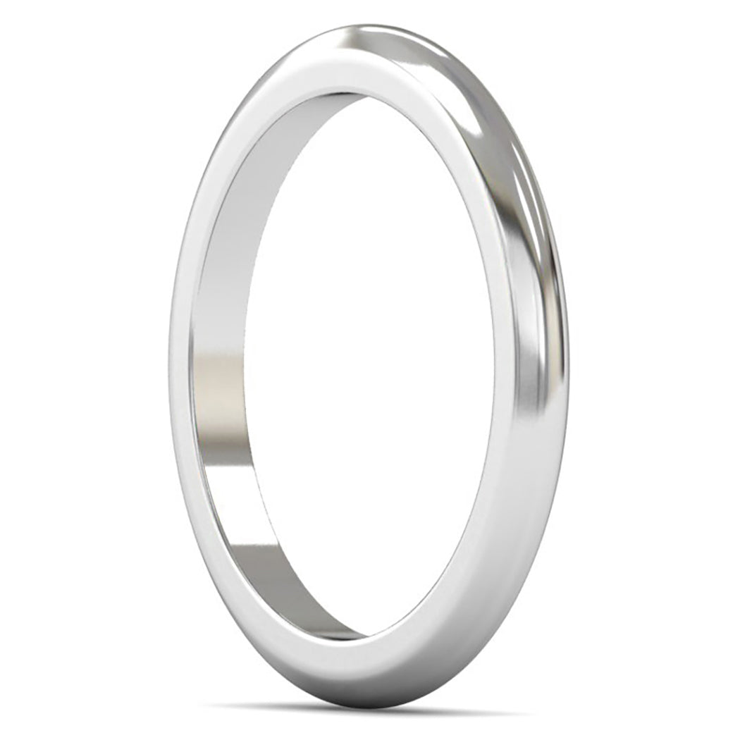 Palladium 950 2mm Heavy Weight D Shape Wedding Ring