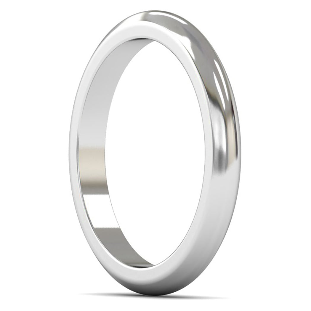 9ct White Gold 2.5mm Heavy Weight D Shape Wedding Ring